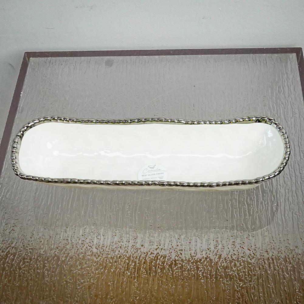 14 x 4.1 Inch Silver Finish Serving Dish