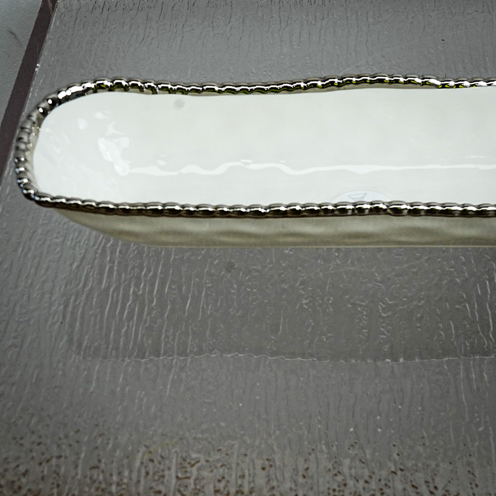 14 x 4.1 Inch Silver Finish Serving Dish