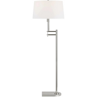 Jake Floor Lamp – Polished Silver & White Linen – Ralph Lauren LT1121PN1