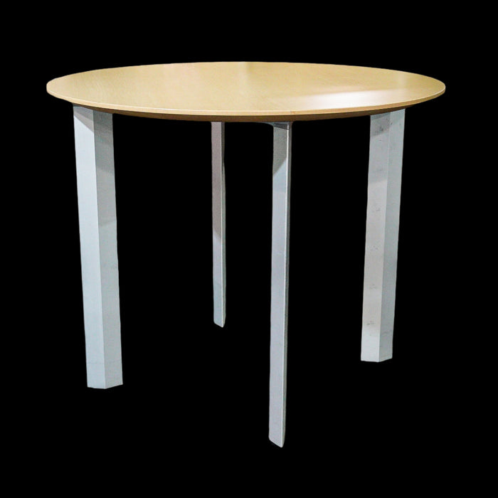 36-Inch Round Light Wood Table Top with Grey Legs