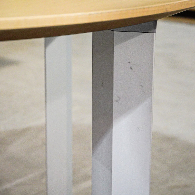 36-Inch Round Light Wood Table Top with Grey Legs
