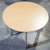 36-Inch Round Light Wood Table Top with Grey Legs