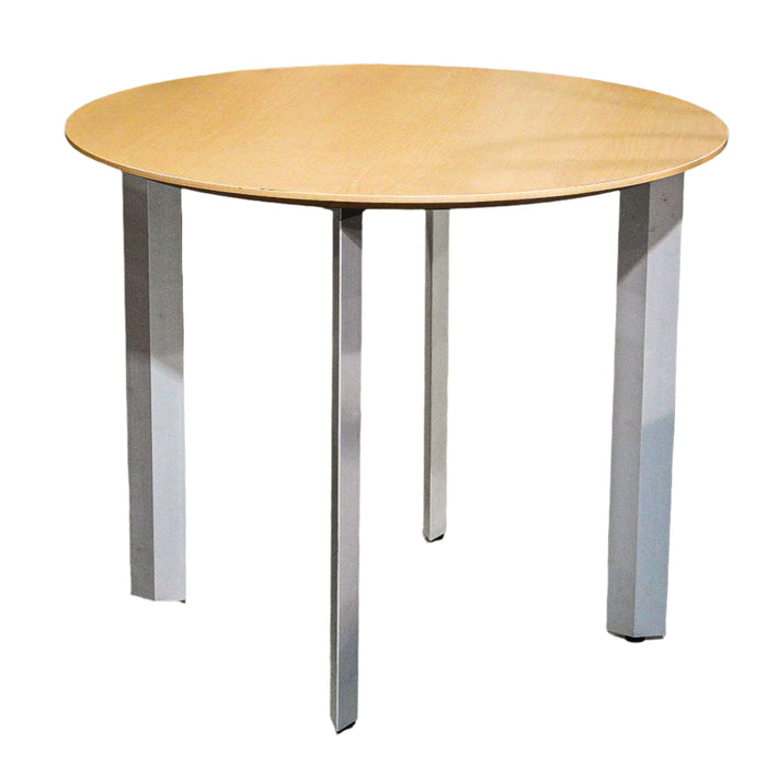 36-Inch Round Light Wood Table Top with Grey Legs