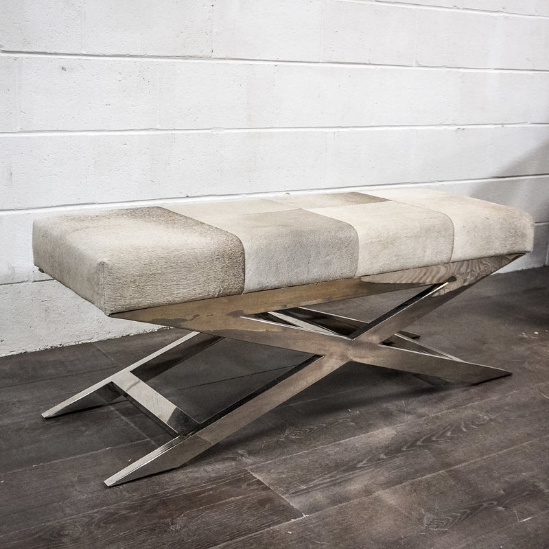 48-Inch W Low Profile Bench with Metal Base & Upholstered Seat