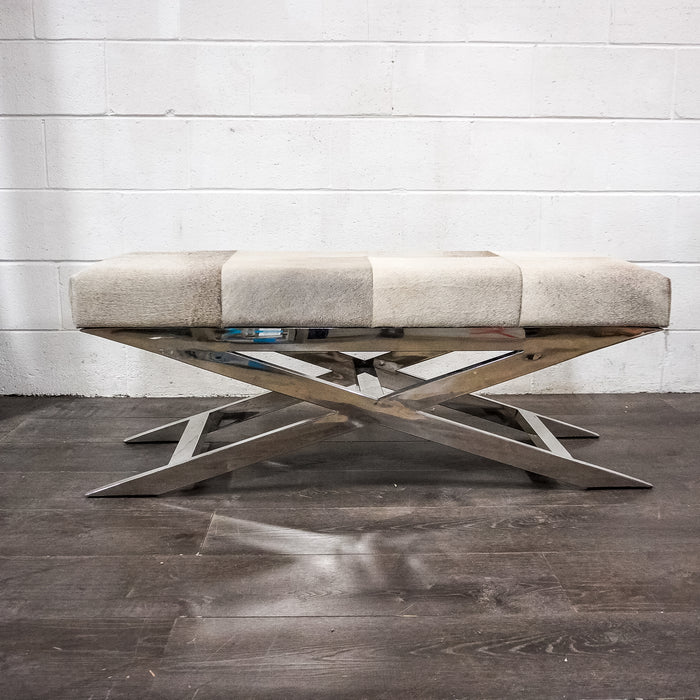 48-Inch W Low Profile Bench with Metal Base & Upholstered Seat