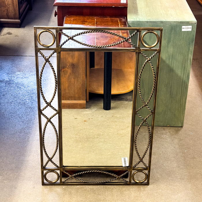 36x24-Inch Wall-Hung Mirror with Intricate Metal Frame