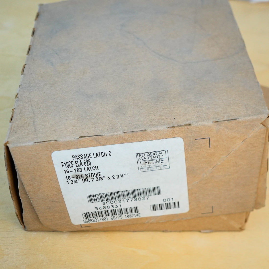 Schlage F10CF ELA 626 Grade 2 Passage Latch, Elan Lever, Satin Chrome Finish