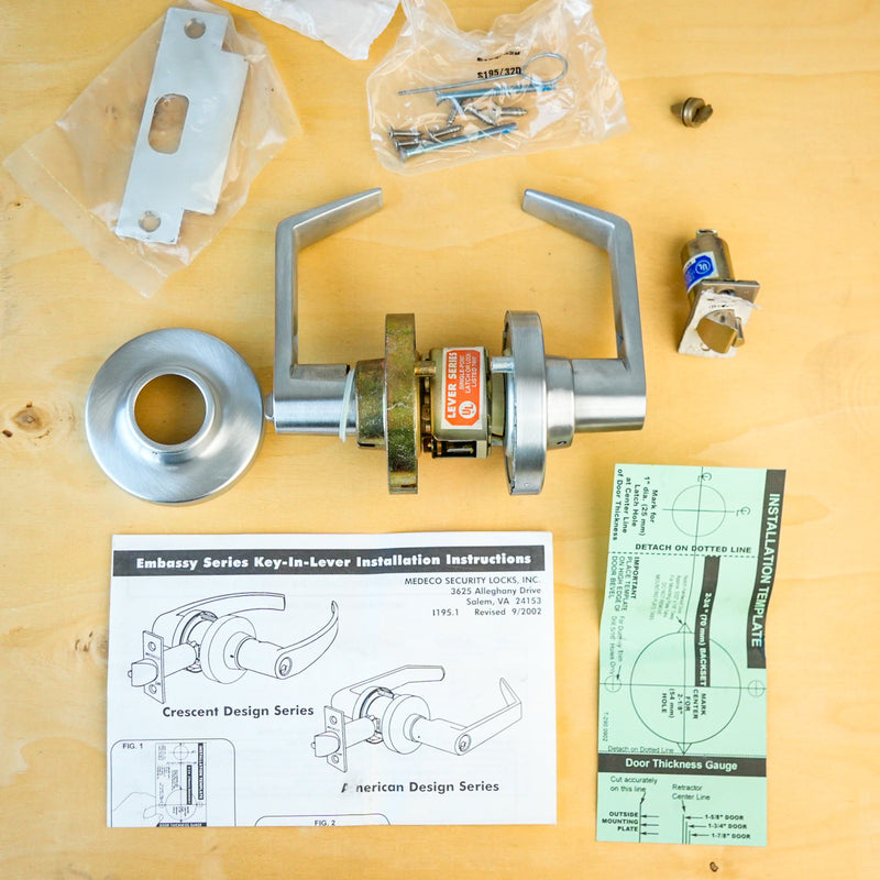 Marks 195RF/26D-F21 Storeroom Lever Lock – Medeco LFIC Prep, Satin Chrome, Grade 1