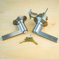 Schlage F51A LAT 619 Satin Nickel Latitude Keyed Entry Lever