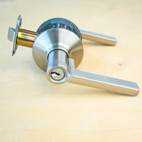 Schlage F51A LAT 619 Satin Nickel Latitude Keyed Entry Lever