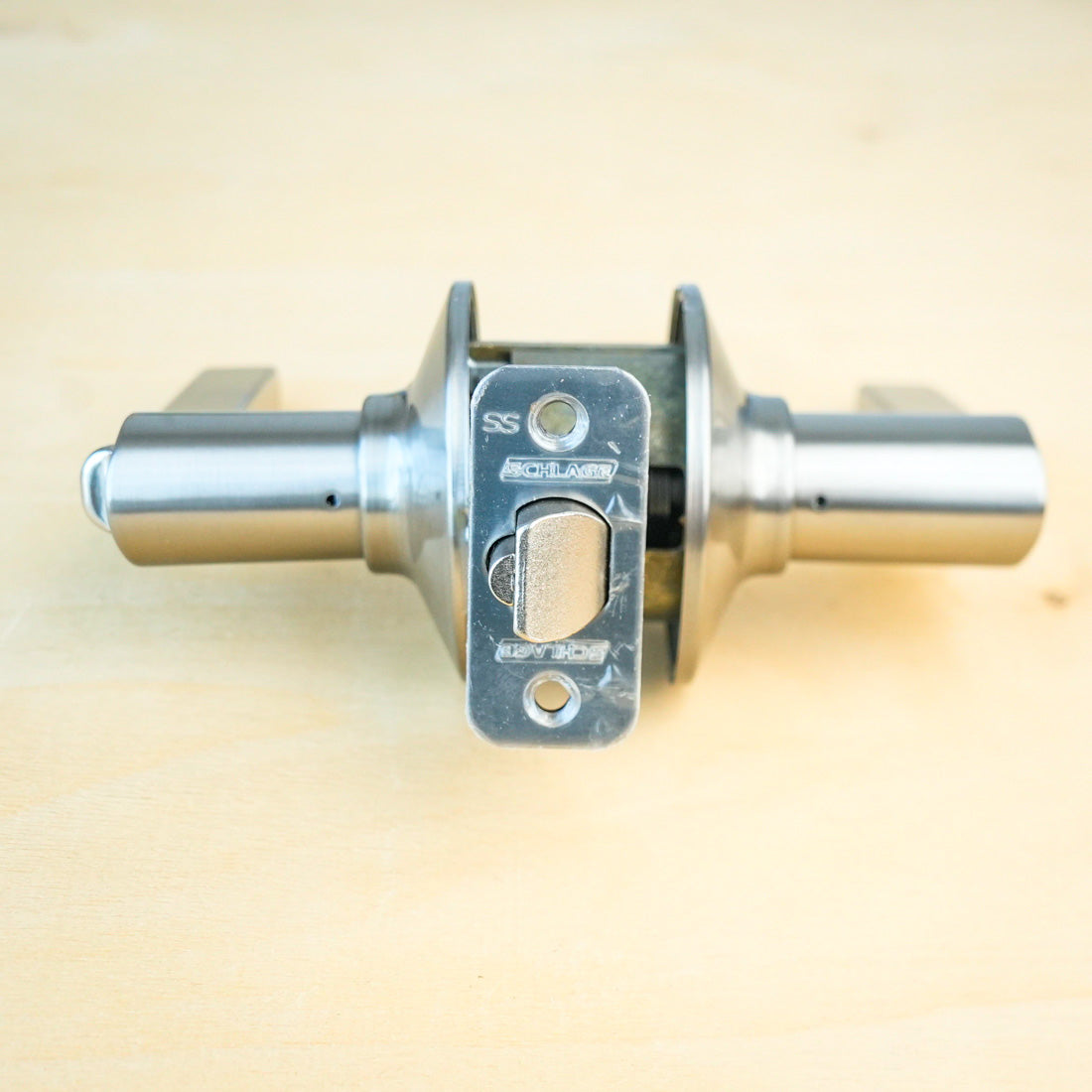 Schlage F51A LAT 619 Satin Nickel Latitude Keyed Entry Lever