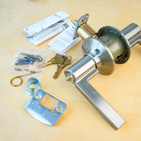 Schlage F51A LAT 619 Satin Nickel Latitude Keyed Entry Lever