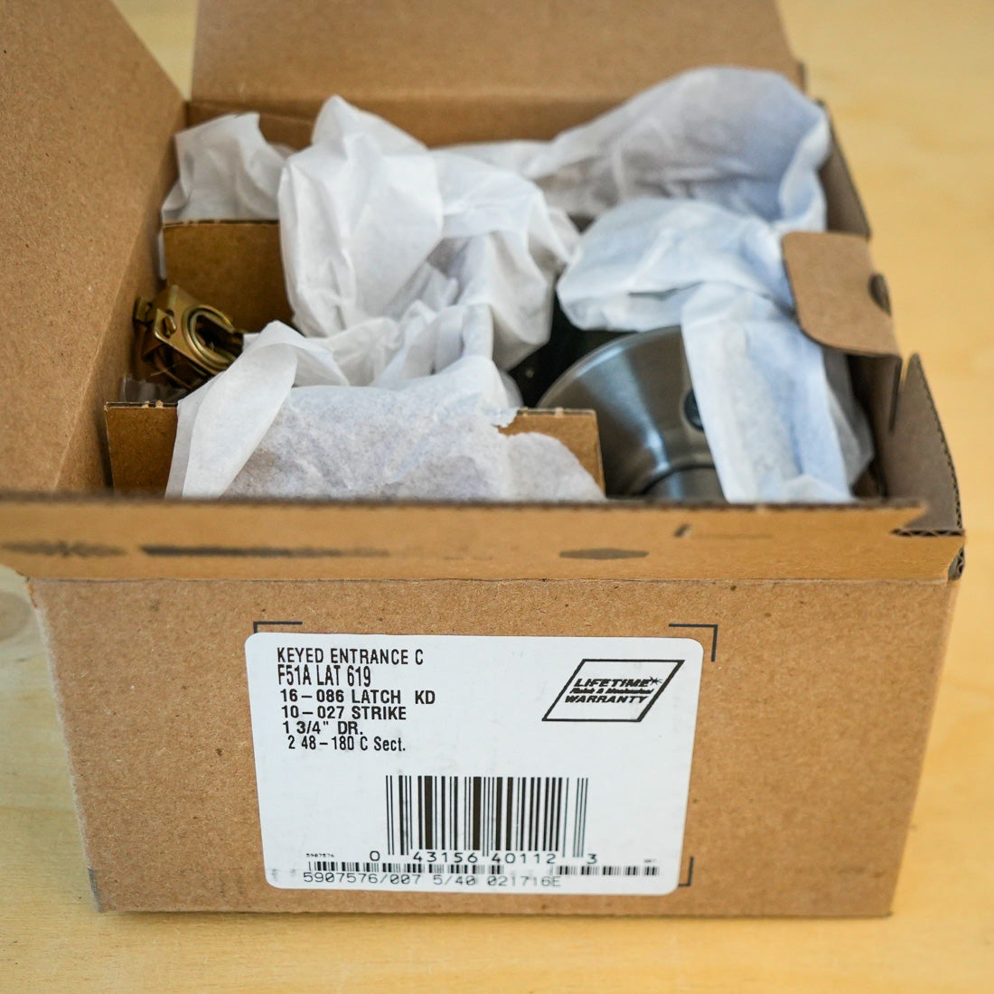 Schlage F51A LAT 619 Satin Nickel Latitude Keyed Entry Lever