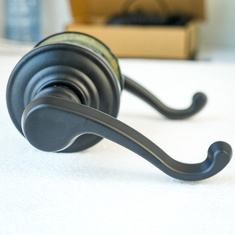 Schlage F10 CLT 622 Passage Lever – Callington Style, Matte Black