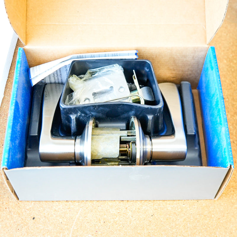 Schlage F10 MER 619 Passage Lever – Merano Style, Satin Nickel