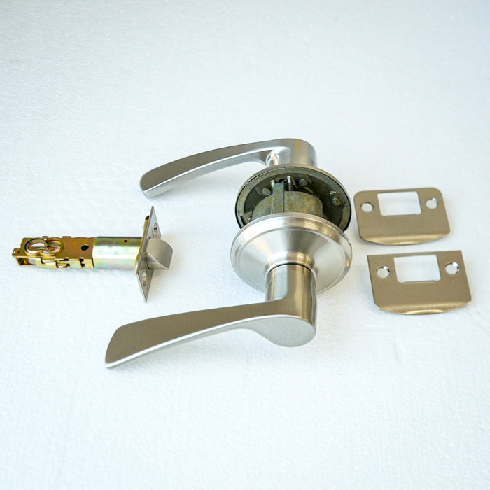 Schlage F10 MER 619 Passage Lever – Merano Style, Satin Nickel