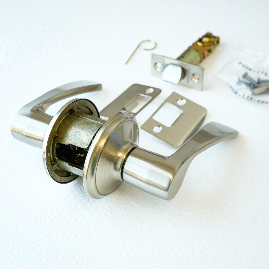 Schlage F10 MER 619 Passage Lever – Merano Style, Satin Nickel