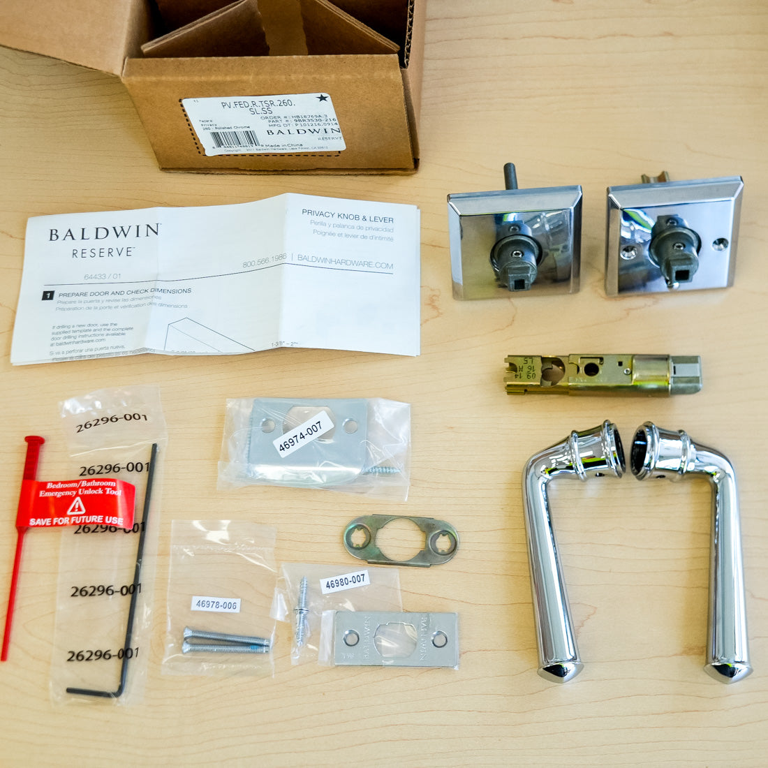 Baldwin Reserve Federal Privacy Lever in Polished Chrome – PV.FED.R.TSR.260.SL.SS