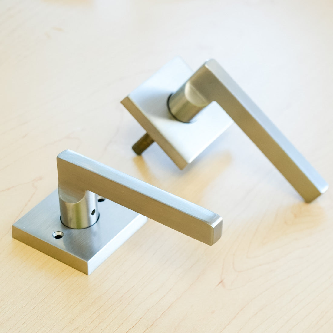 Baldwin Reserve Square Full Dummy Lever Set in Satin Nickel – FD.SQU.R.CSR.150