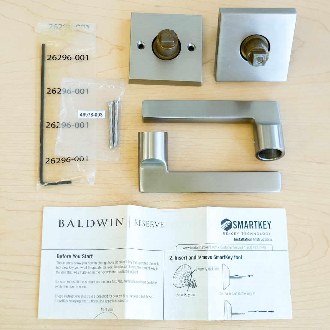 Baldwin Reserve Square Full Dummy Lever Set in Satin Nickel – FD.SQU.R.CSR.150