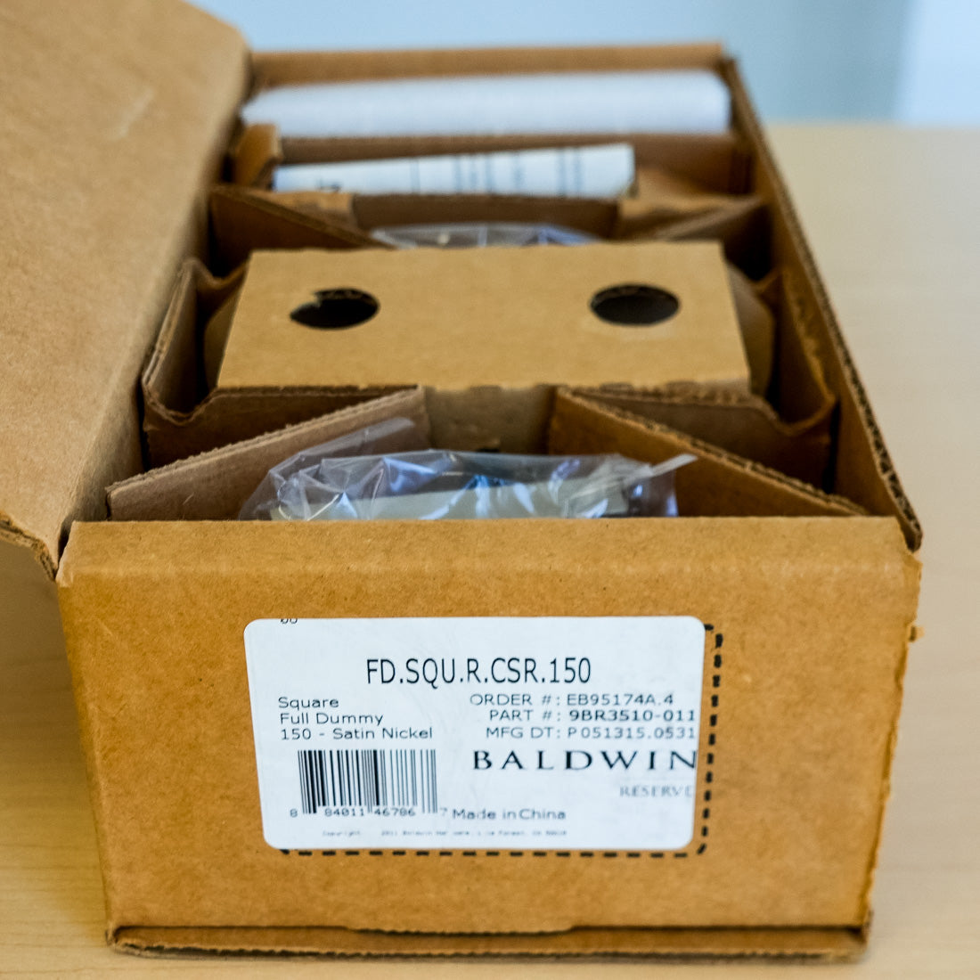 Baldwin Reserve Square Full Dummy Lever Set in Satin Nickel – FD.SQU.R.CSR.150