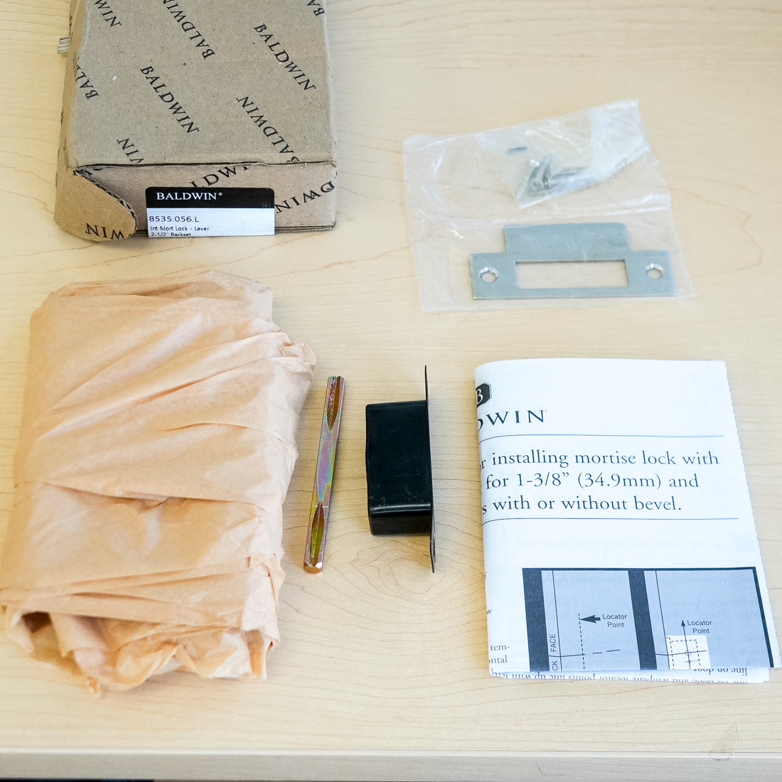 Baldwin Reserve Interior Mortise Lock for Passage Lever in Lifetime Satin Nickel – 8535.056.L