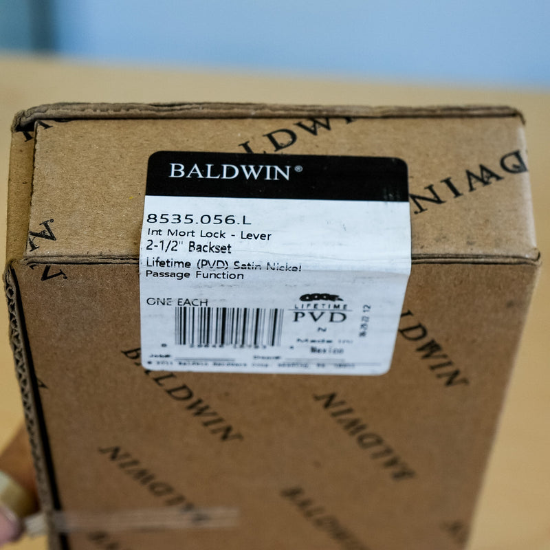 Baldwin Reserve Interior Mortise Lock for Passage Lever in Lifetime Satin Nickel – 8535.056.L