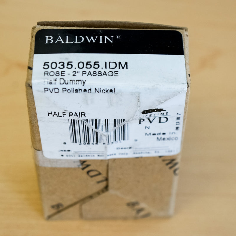 Baldwin 2-Inch Passage Half Dummy Rose in PVD Polished Nickel – 5035.055.IDIM
