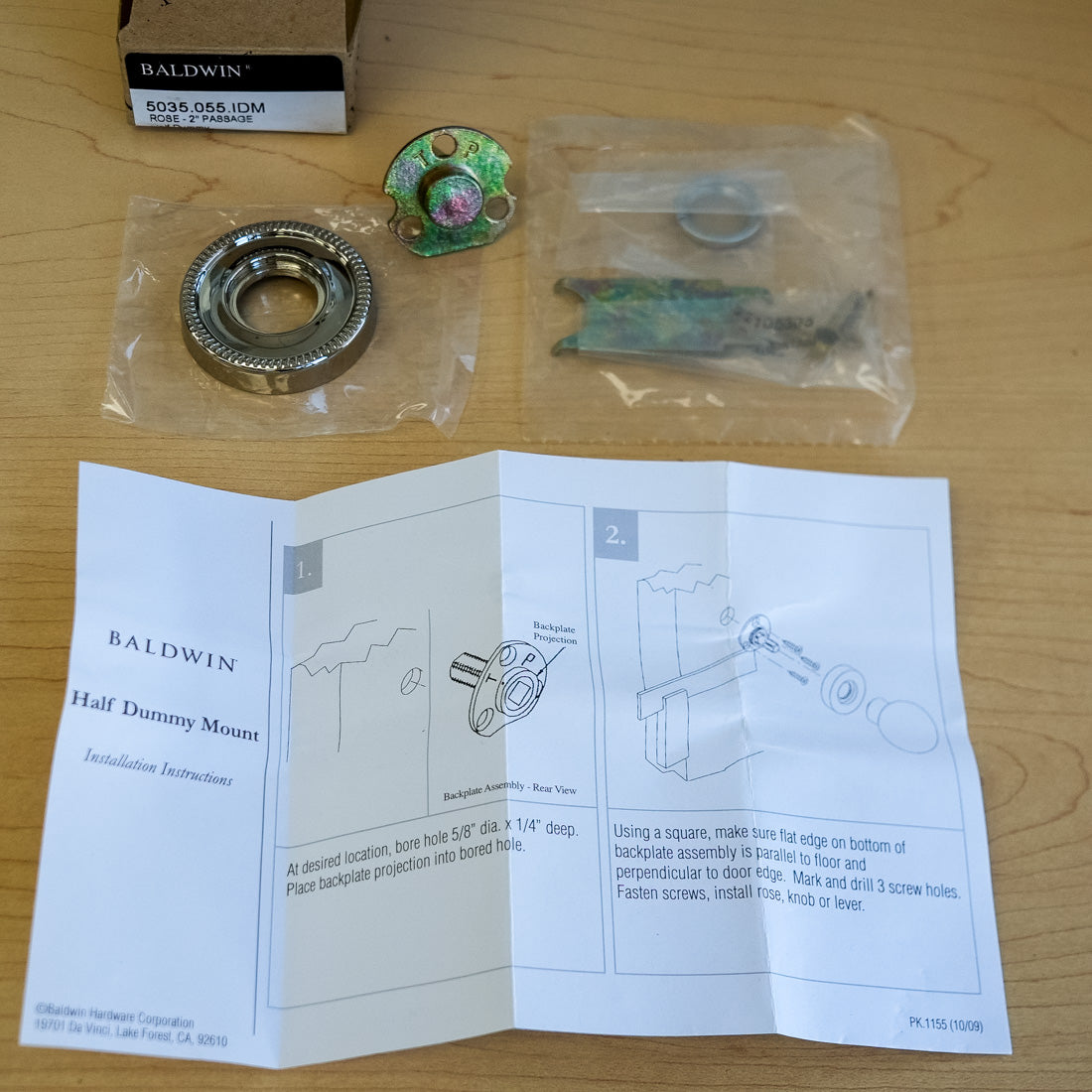 Baldwin 2-Inch Passage Half Dummy Rose in PVD Polished Nickel – 5035.055.IDIM