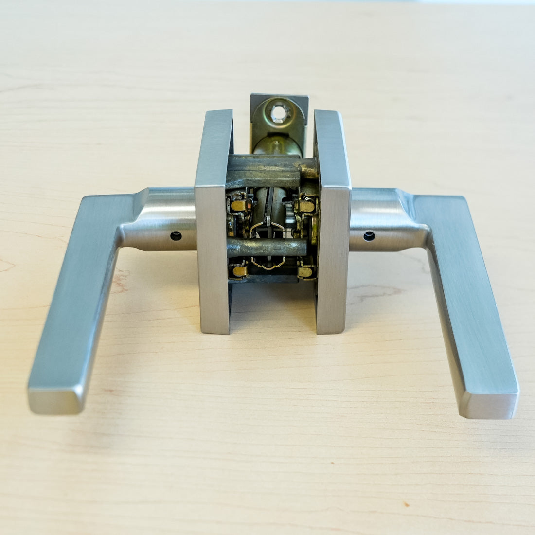 Baldwin Square Passage Lever Set in Satin Nickel – PS.SQU.R.CSR.150.SL.SS