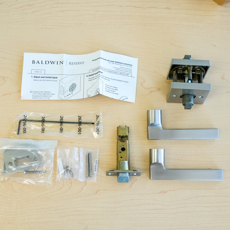 Baldwin Square Passage Lever Set in Satin Nickel – PS.SQU.R.CSR.150.SL.SS