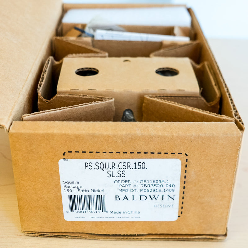 Baldwin Square Passage Lever Set in Satin Nickel – PS.SQU.R.CSR.150.SL.SS