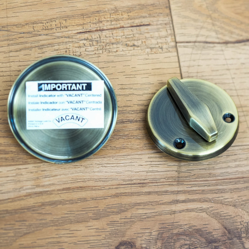 Schlage B571 609 Grade 2 Door Bolt Occupancy Indicator in Antique Brass Finish