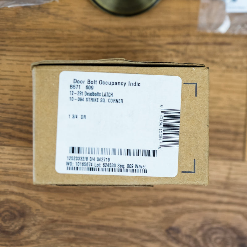 Schlage B571 609 Grade 2 Door Bolt Occupancy Indicator in Antique Brass Finish