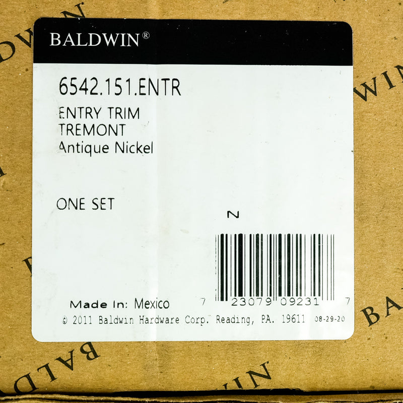 Baldwin Tremont Entry Trim in Antique Nickel – 6542.151.ENTR