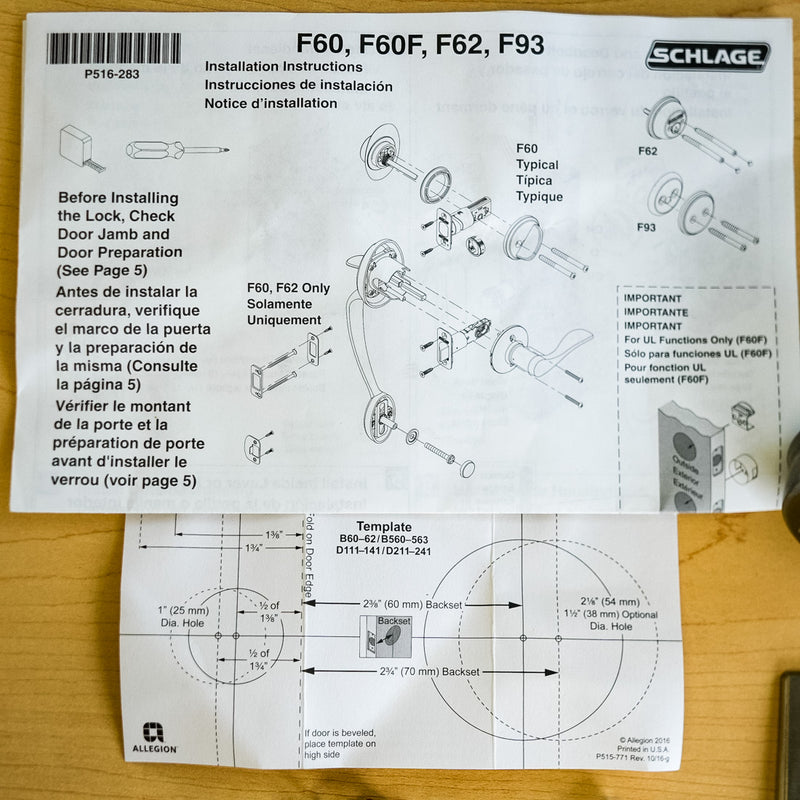 Schlage Exterior Handleset in Satin Nickel – F58 CEN 619