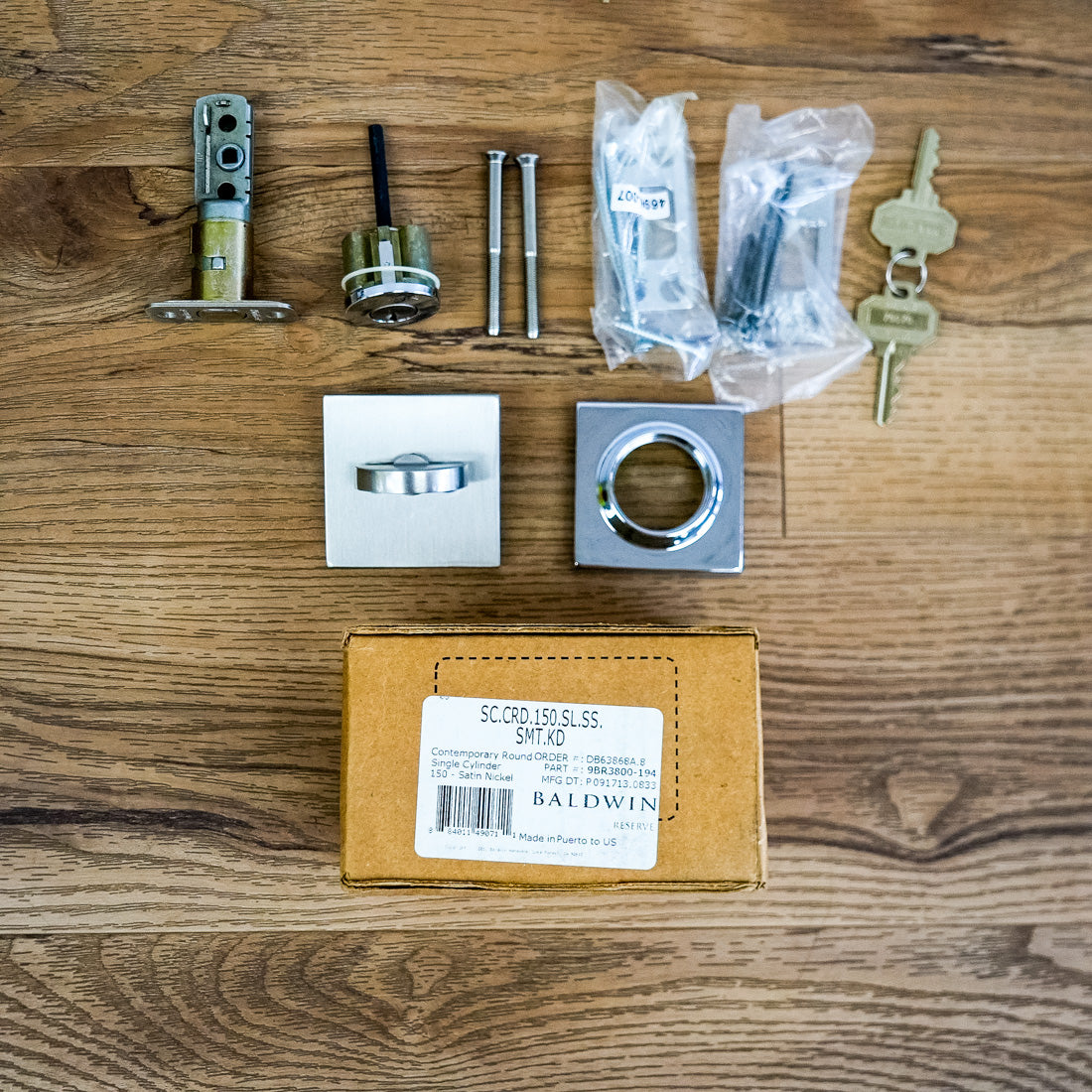 Baldwin Contemporary Round Deadbolt Set in Satin Nickel – SC.CRD.150.SL.SS.SMT.KD