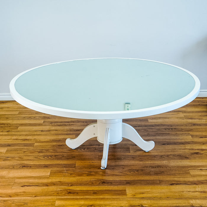 66-Inch Dia. Mirrored Top Round White Patio Dining Table
