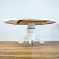66-Inch Dia. Mirrored Top Round White Patio Dining Table