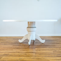 66-Inch Dia. Mirrored Top Round White Patio Dining Table