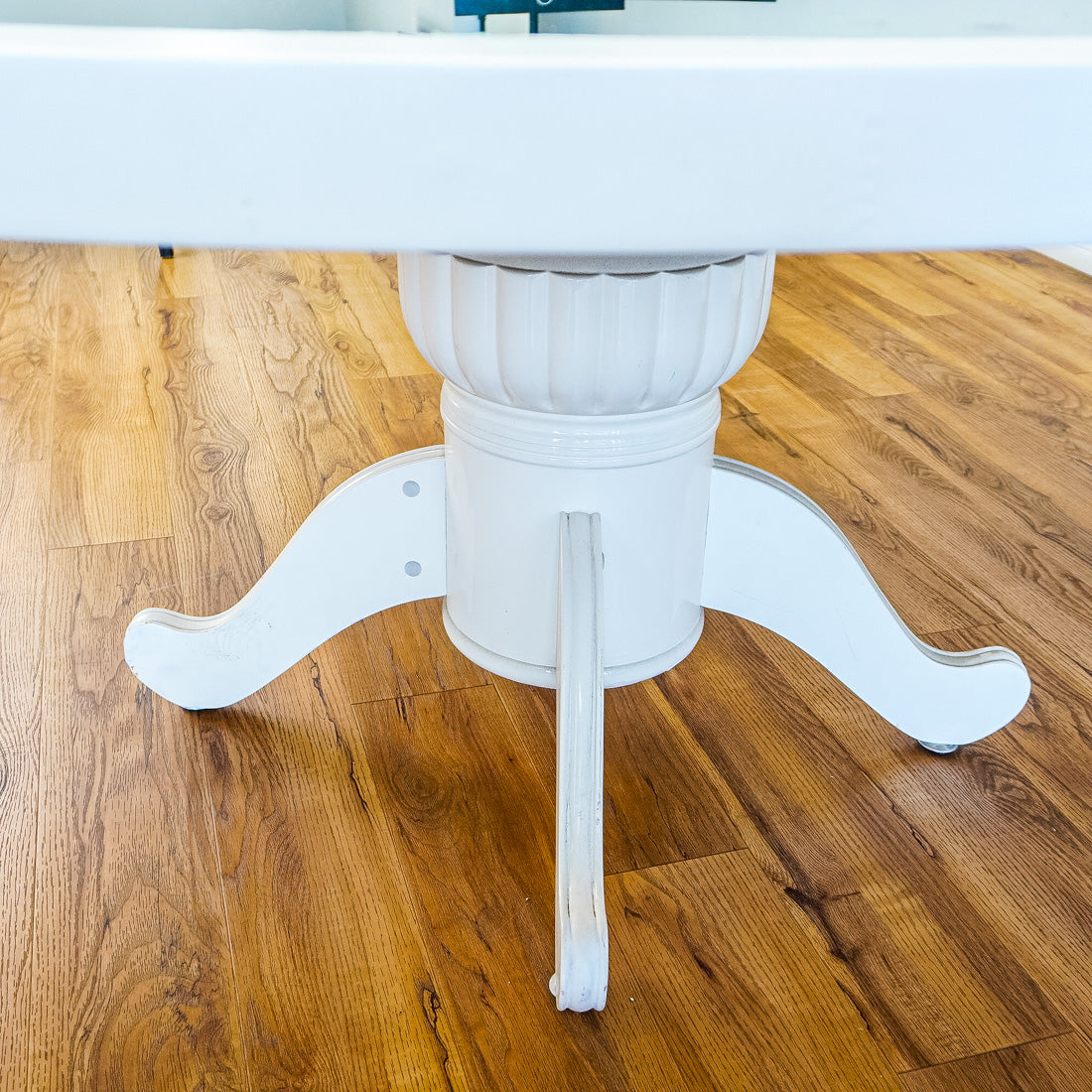66-Inch Dia. Mirrored Top Round White Patio Dining Table