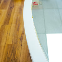 66-Inch Dia. Mirrored Top Round White Patio Dining Table