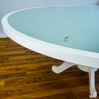 66-Inch Dia. Mirrored Top Round White Patio Dining Table