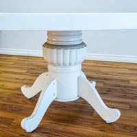 66-Inch Dia. Mirrored Top Round White Patio Dining Table