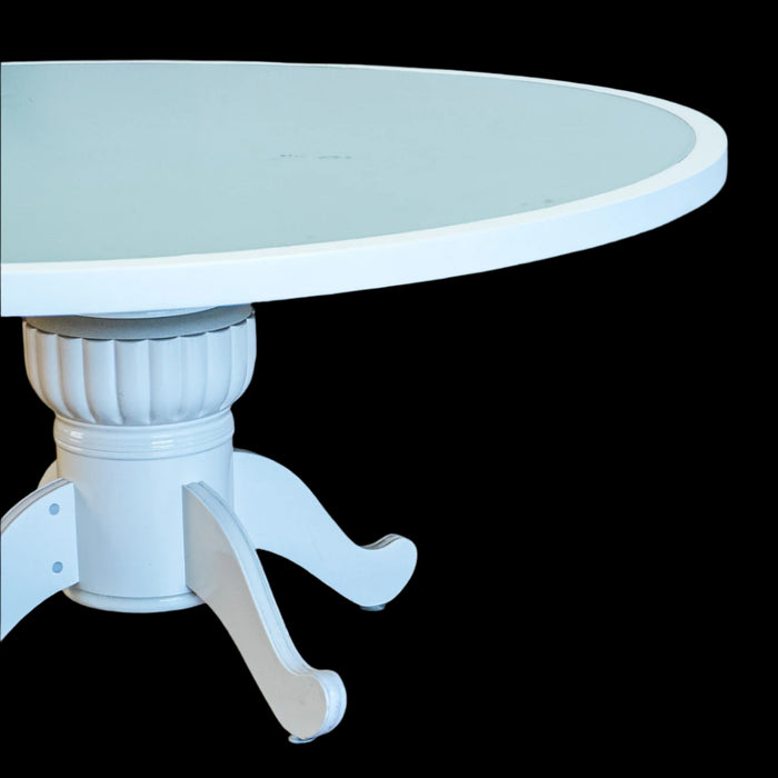 66-Inch Dia. Mirrored Top Round White Patio Dining Table