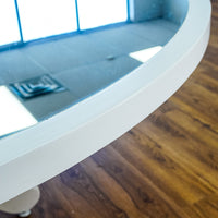 66-Inch Dia. Mirrored Top Round White Patio Dining Table
