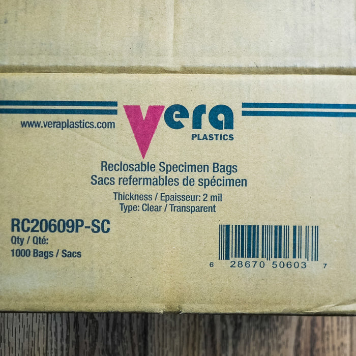 LDPE Reclosable Specimen Bags – 2 mil, 6×9-Inch, Bulk Pack 100pcs, RC20609P-SC