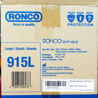 RONCO RIVA 4 Blue Nitrile Gloves, Dispenser Pack of 100, Large, Powder-Free, 915L