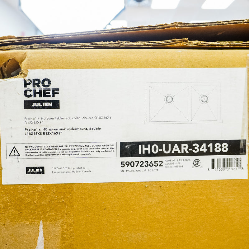 Prochef ProInox H0 60/40 Double Bowl Apron Kitchen Sink, 32x16x8-Inch – IHO-UAR-34188