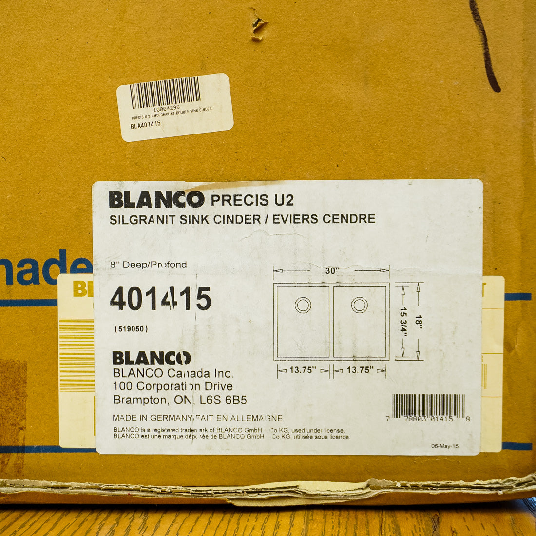 BLANCO Precis U² Undermount Silgranit Sink, 30x18-Inch, Double Bowl – BLA 401415